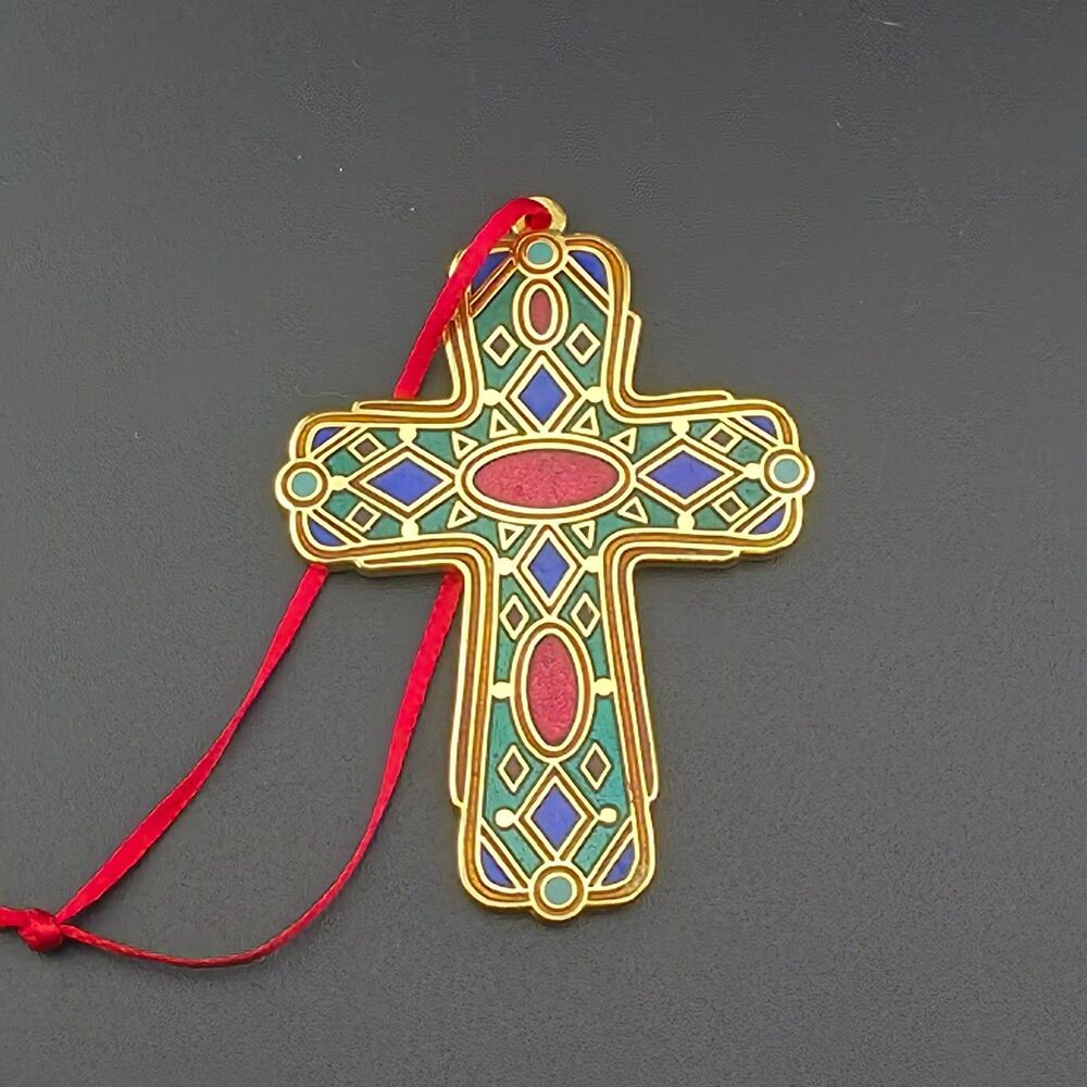 1998 Hallmark Enamel Cross Christmas Ornament